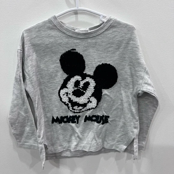 Velvet Sequin Mickey Mouse Zara Kids Shirt - Picture 1 of 5